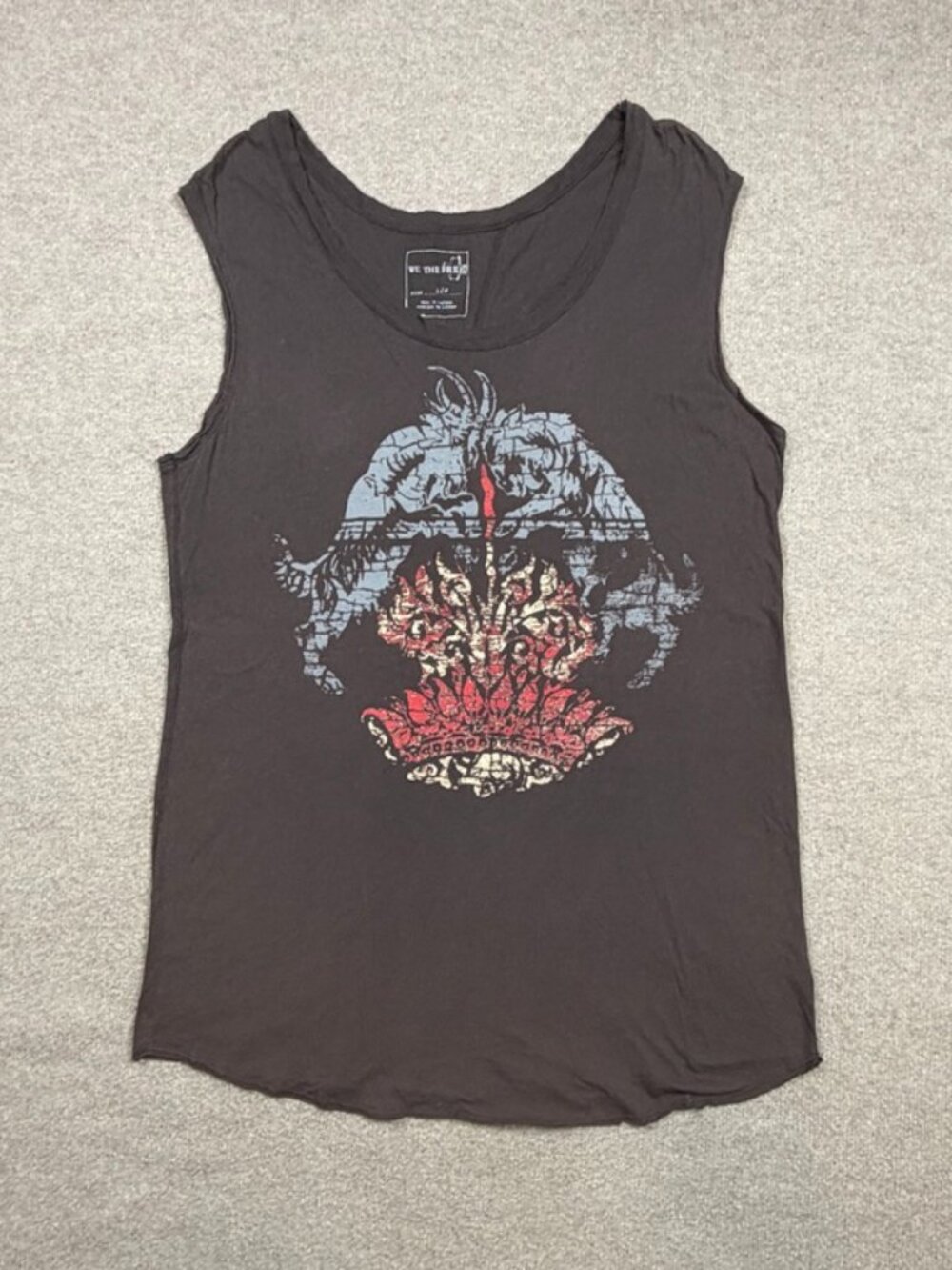 Free People We The Free Long Line Tank Top Womens Size S Gray Tee